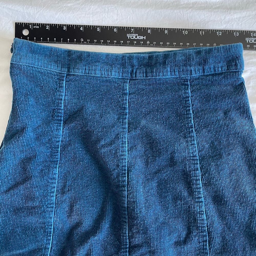 Alter'd State Size Small Blue Courderoy Mini Skirt Scalloped Dark Academia Boho - Picture 3 of 7